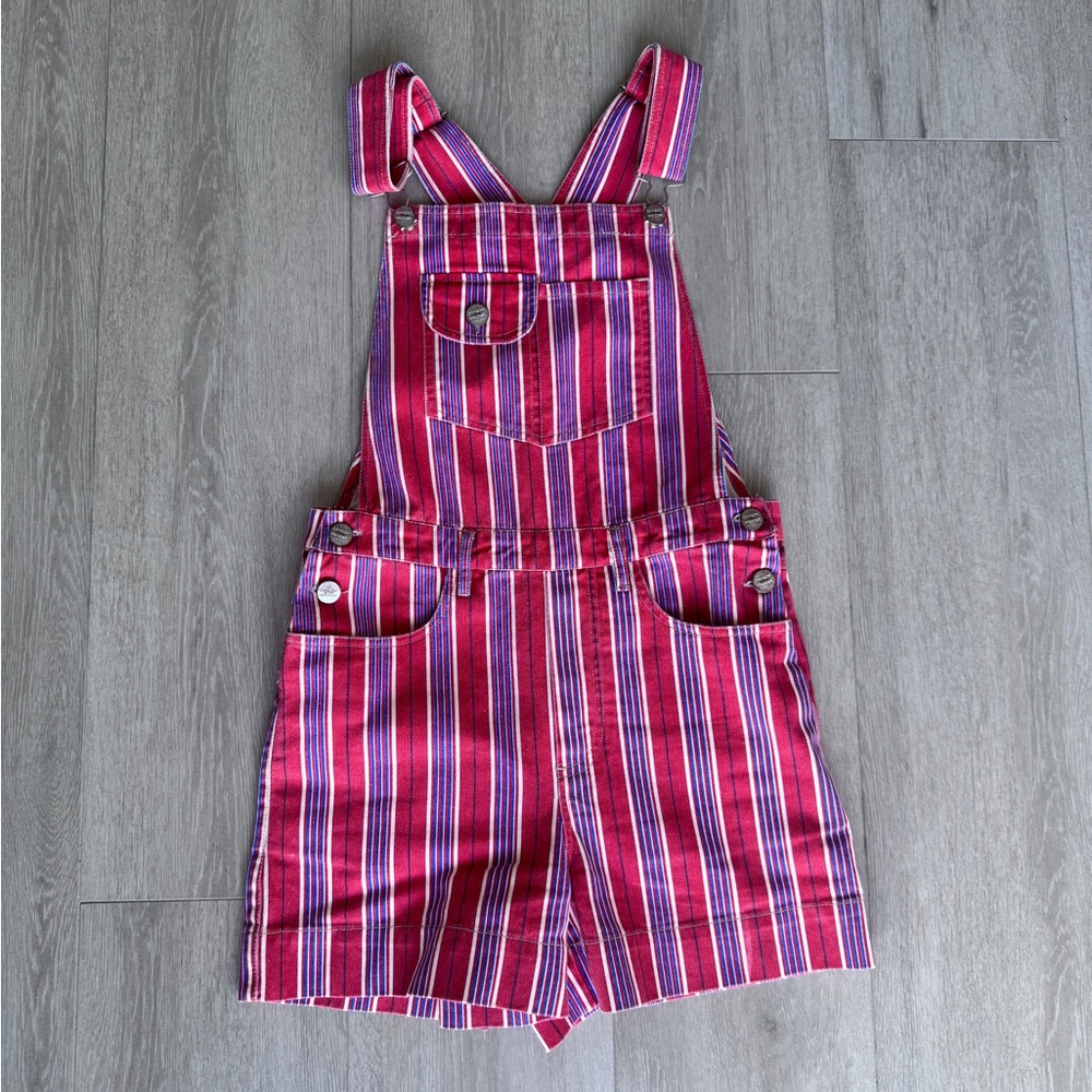 Damson Madder Red and White Striped overall short